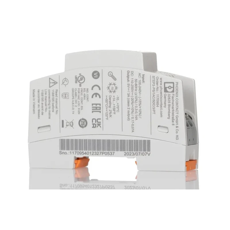Phoenix Contact STEP POWER Series Switched Mode DIN Rail Power Supply 240V AC Input 5V DC 3A Output 15W 1170954