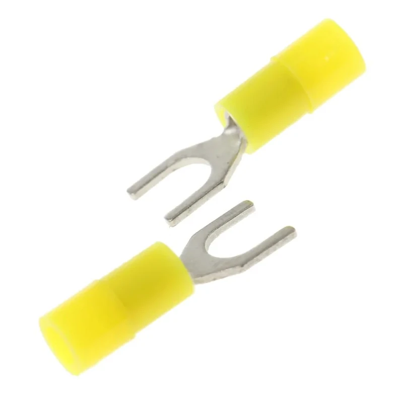 RS PRO Insulated Fork Terminal 26 AWG to 22 AWG Nylon Yellow M3 Stud Size 5mm Width Tin Plated Copper Contacts 239-4177