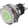 EAO 82 Series Illuminated Push Button Switch, Momentary, Panel Mount, 22.3 mm Cutout, SPDT Contact, Green 82-6151.1A34.B002
