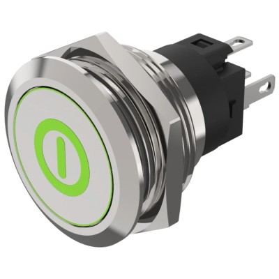 EAO Illuminated Push Button Switch, Latching, Panel Mount, 22.3 mm Cutout, SPDT, Red/Green LED, IP65/IP67 82-6151.2AA4.B001