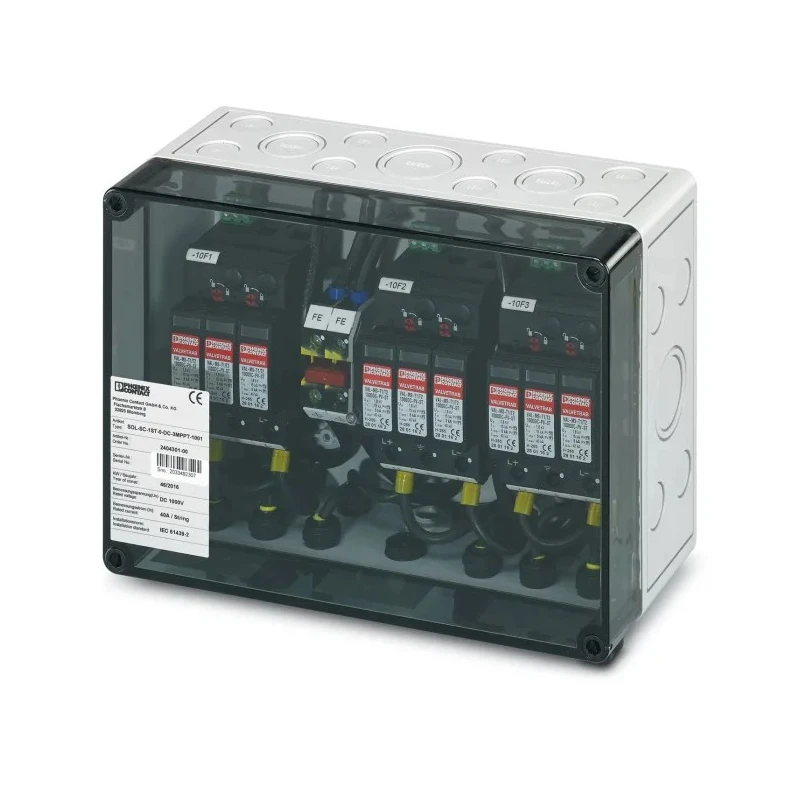 Phoenix Contact SOL-SC Wall Box, Polycarbonate Enclosure, 40A, 1000V DC, IP65, Model 2404301
