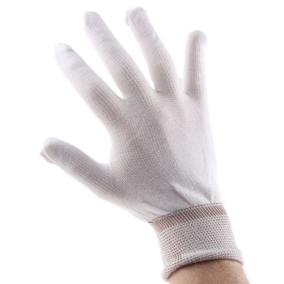 Polyco Healthline Pure Dex Nylon White Gloves Size 9 Uncoated Coating CR200/L