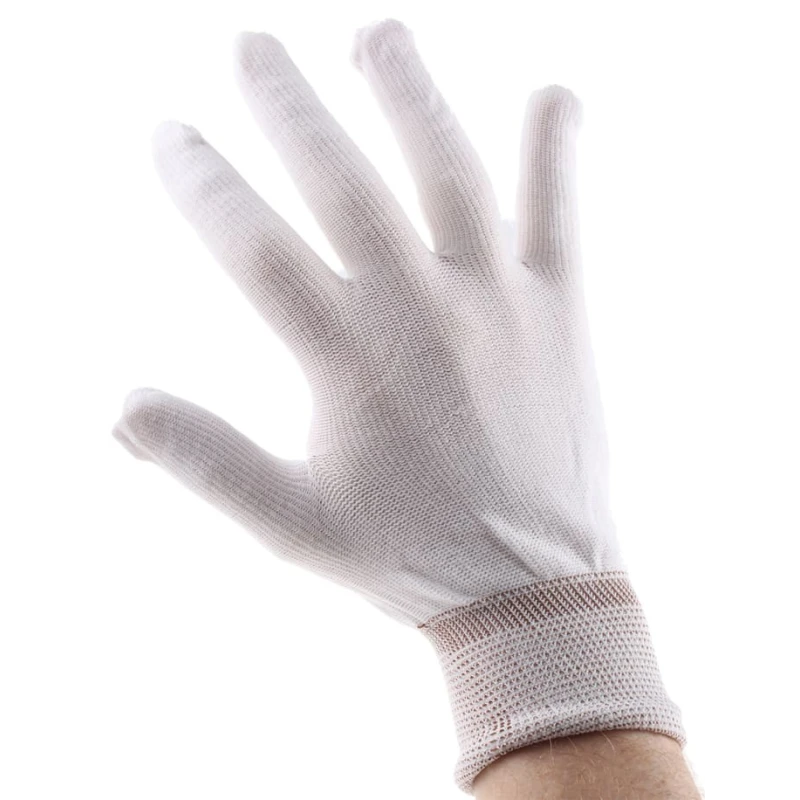 Polyco Healthline Pure Dex Nylon White Gloves Size 9 Uncoated Coating CR200/L