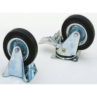 Guitel Hervieu Braked Swivel Castor with Rubber Wheel, 250 mm Diameter, 250 kg Load Capacity, Pressed Steel Frame 13812820