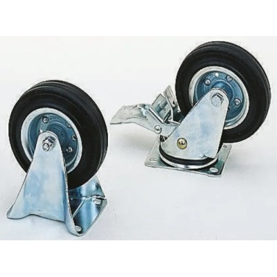Guitel Hervieu Braked Swivel Castor with Rubber Wheel, 250 mm Diameter, 250 kg Load Capacity, Pressed Steel Frame 13812820
