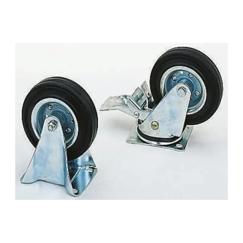 Guitel Hervieu Braked Swivel Castor with Rubber Wheel, 250 mm Diameter, 250 kg Load Capacity, Pressed Steel Frame 13812820