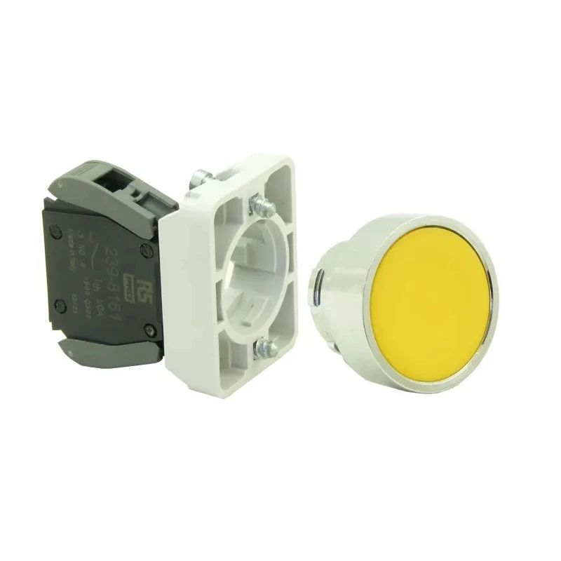 RS PRO Push Button Complete Unit Panel Mount 23 mm Cutout Yellow SPST IP65 239-8180