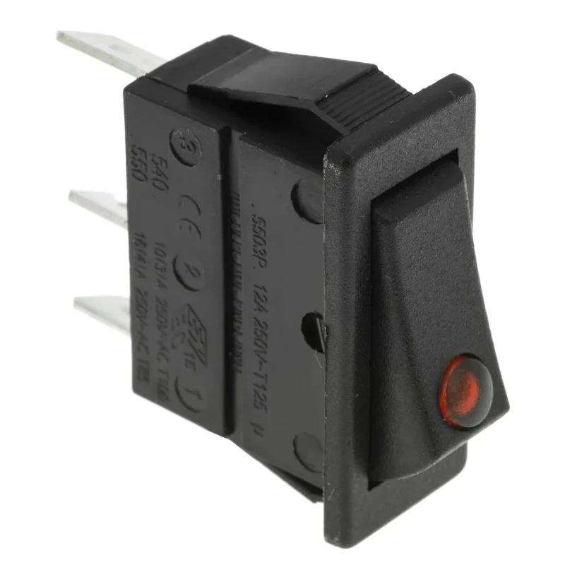 Arcolectric (Bulgin) Ltd Illuminated SPST On-Off Rocker Switch Panel 16A Red Actuator C5503PLLAA