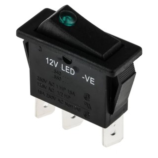 Arcolectric (Bulgin) Ltd Illuminated SPST On-Off Rocker Switch Panel Green Rectangular Actuator 16A 125V AC 85°C C5503PLLAB