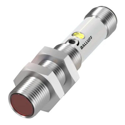 BALLUFF Through Beam Receiver Photoelectric Sensor, Barrel Style, 8 m Detection Range, PNP Output, IP67, Nickel BOS024U