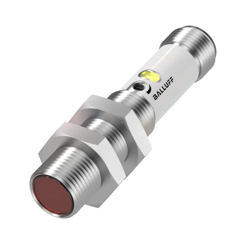 BALLUFF Through Beam Receiver Photoelectric Sensor, Barrel Style, 8 m Detection Range, PNP Output, IP67, Nickel BOS024U
