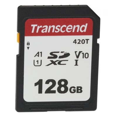 Transcend 128 GB SDXC SD Card U1 A1, 3D NAND, CE FCC Certified, Operating Temp -25°C to 85°C TS128GSDC420T