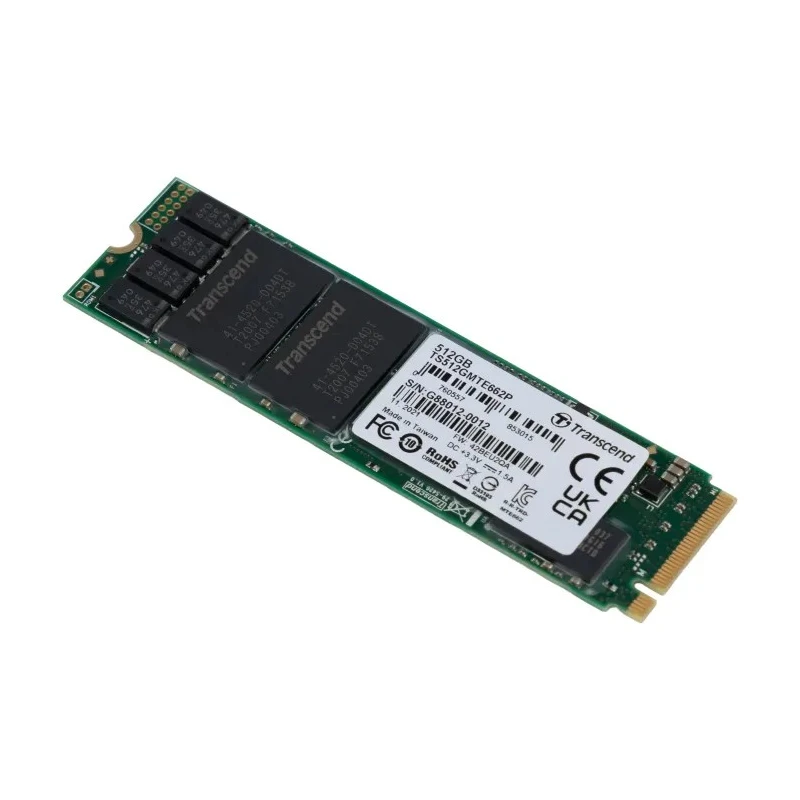 Transcend 512 GB M.2 Internal SSD PCIe Gen 3.0 x4 NVMe TLC NAND 3.88mm x 22mm x 80mm MTE662P