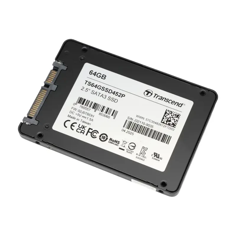 Transcend 64GB 2.5 inch Internal Solid State Drive SATA III TLC NAND SSD452P