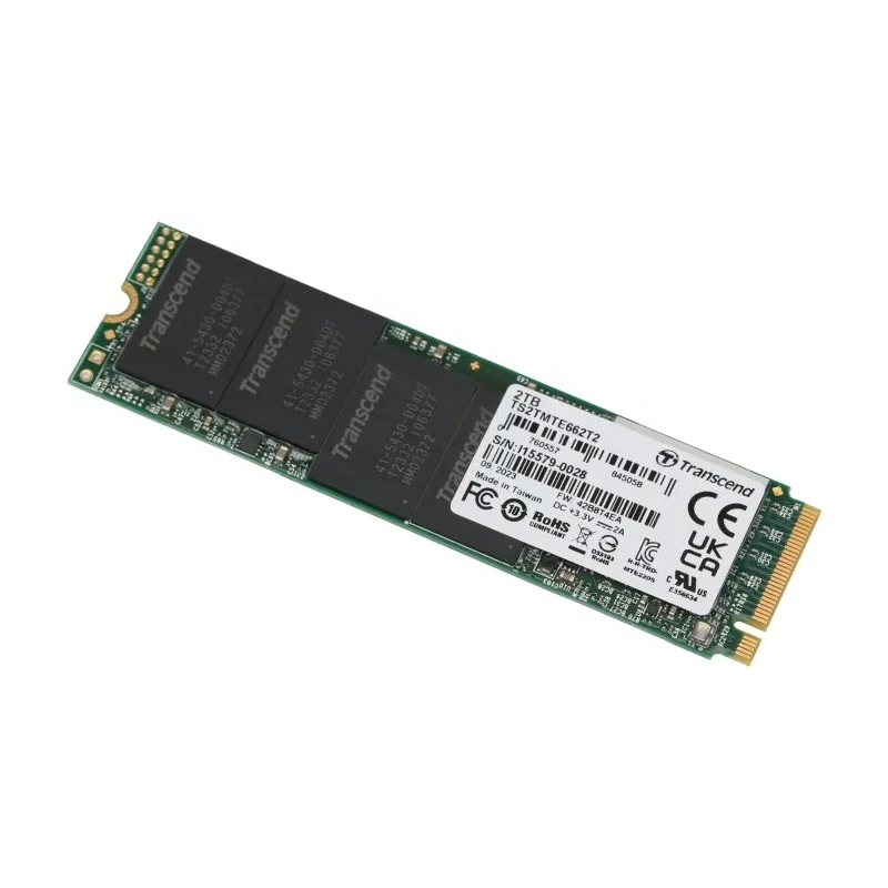 Transcend M.2 Internal SSD 2 TB 3D TLC NAND PCIe Gen 3.0 x4 NVMe 80mm x 22mm x 3.58mm MTE662T2