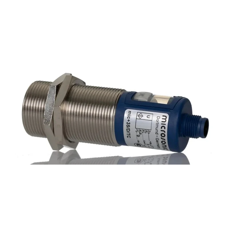 Microsonic Threaded Barrel Ultrasonic Proximity Sensor M30 PNP 30 V DC 240 V AC 600 mm Detection Range mic+35/D/TC