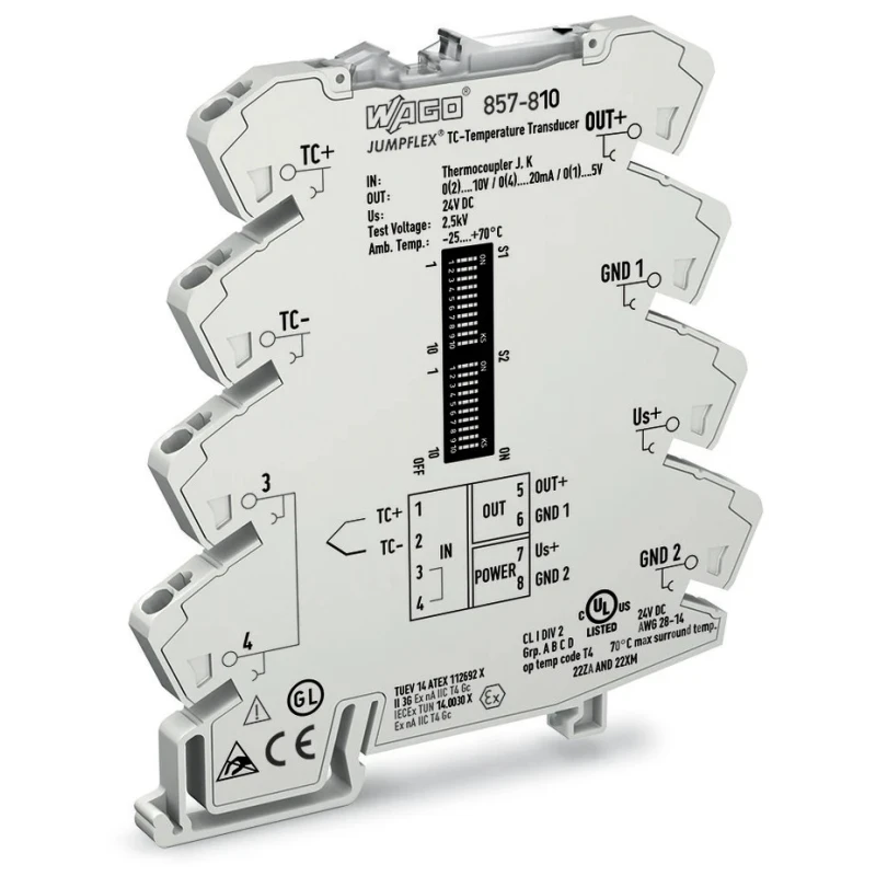 WAGO Signal Conditioner Thermocouple Input Current/Voltage Output 24V Supply ATEX 857-810
