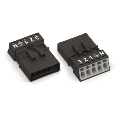 WAGO 890 Series Male Cage Clamp Lighting Connector 5-Pole, 16A, 5-Way, IP20 250V 890-215