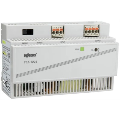 WAGO 787 Switched Mode DIN Rail Power Supply 230V AC/DC Input 24V DC 6A Output 150W 1 Phase 90mm x 144mm x 56mm 787-1226