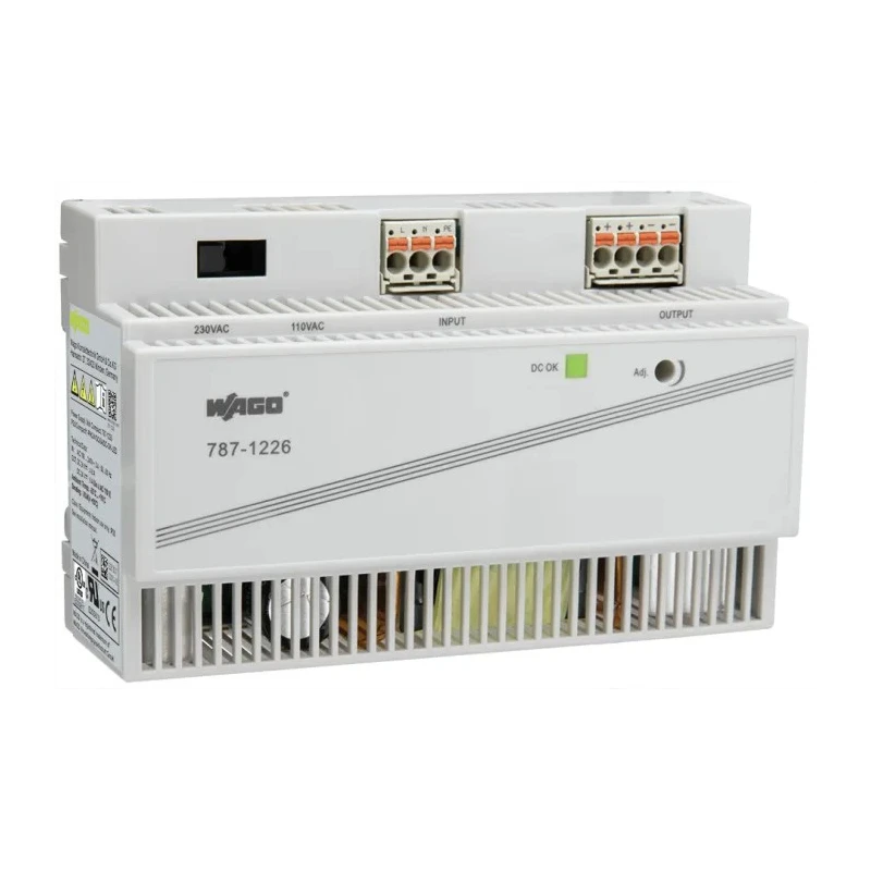 WAGO 787 Switched Mode DIN Rail Power Supply 230V AC/DC Input 24V DC 6A Output 150W 1 Phase 90mm x 144mm x 56mm 787-1226