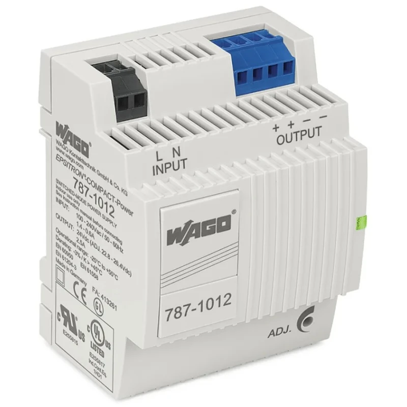 WAGO 787 Switched Mode DIN Rail Power Supply 230V Input 24V DC Output 2.5A 60W 787-1012
