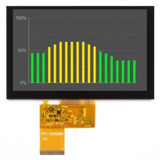 Displaytech LCD Colour Display Touch Screen 5 in 800 x 480 pixels 22mA LED Backlight Capacitive DT050ATFT-PTS