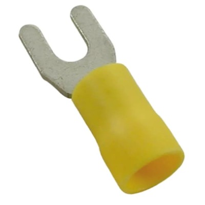 RS PRO Insulated Fork Terminal, 26 AWG to 22 AWG Wire Size, M5 Stud, Nylon Insulation Yellow 239-4206