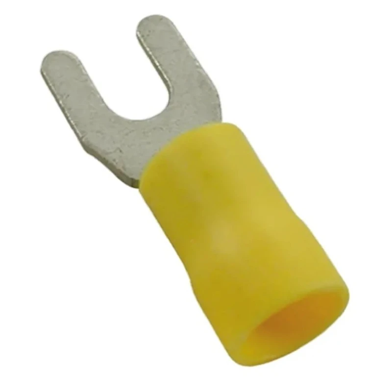 RS PRO Insulated Fork Terminal, 26 AWG to 22 AWG Wire Size, M5 Stud, Nylon Insulation Yellow 239-4206