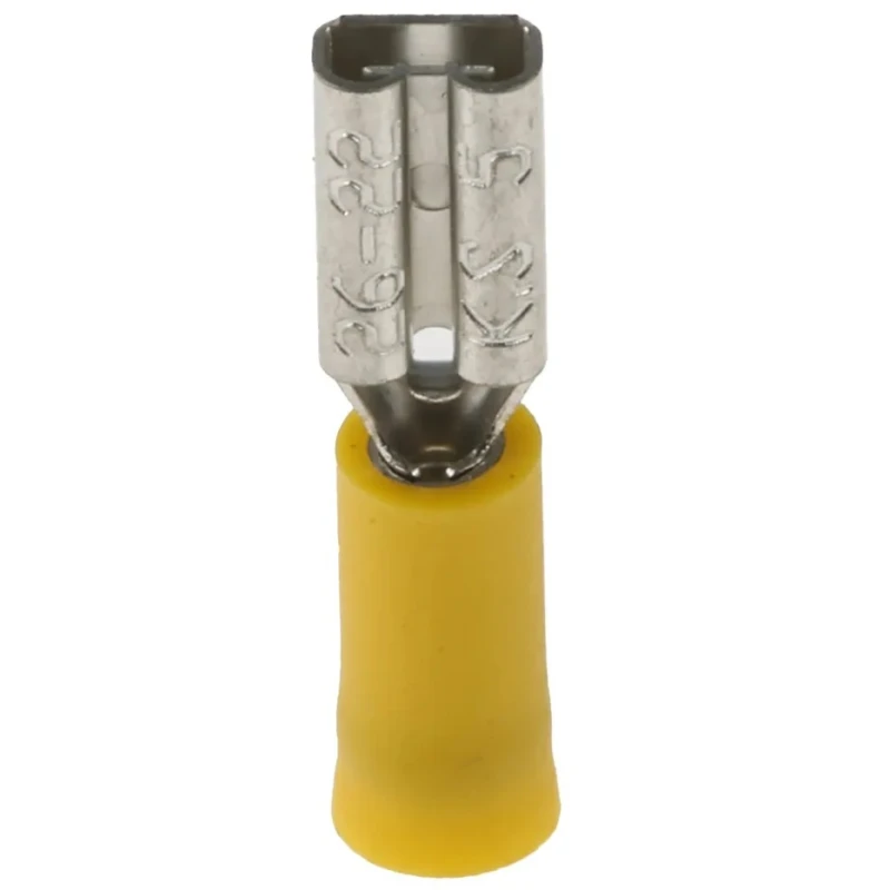 RS PRO Yellow Insulated Female Spade Connector Crimp 2.8 x 0.5 mm Tab Size 26 AWG to 22 AWG 239-4240