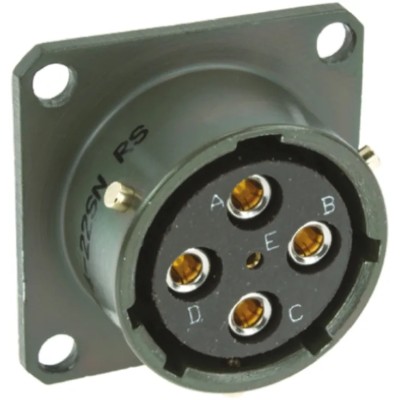 Amphenol Limited 62GB Straight 5 Way Box Mount MIL Spec Circular Connector Female, Green, Shell Size 14 62GB-12E14-22SN