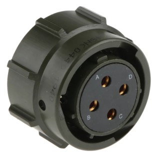 Amphenol Limited MIL Spec Circular Connector 4 Way Cable, Gold Plated Copper Contacts, Straight Olive 62GB-56TG14-04SN(044)