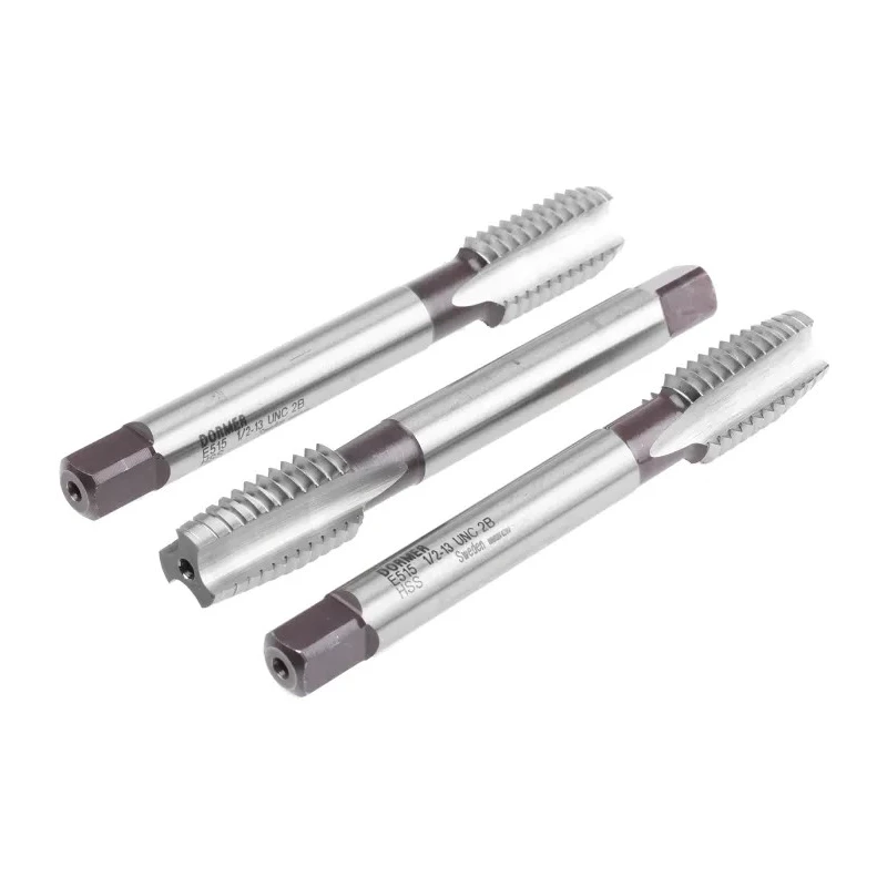 Dormer High-Speed Steel 1/2-13UNC Thread Straight Flute Hand Tap Set 3 Pieces E5151/2NO6