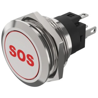 EAO Illuminated Push Button Switch, Momentary, Panel Mount, 22.3 mm Cutout, SPDT Contact, Red LED 82-6151.1A14.B015