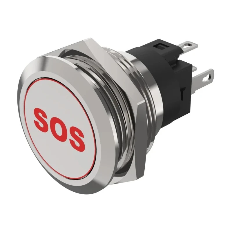 EAO Illuminated Push Button Switch, Momentary, Panel Mount, 22.3 mm Cutout, SPDT Contact, Red LED 82-6151.1A14.B015