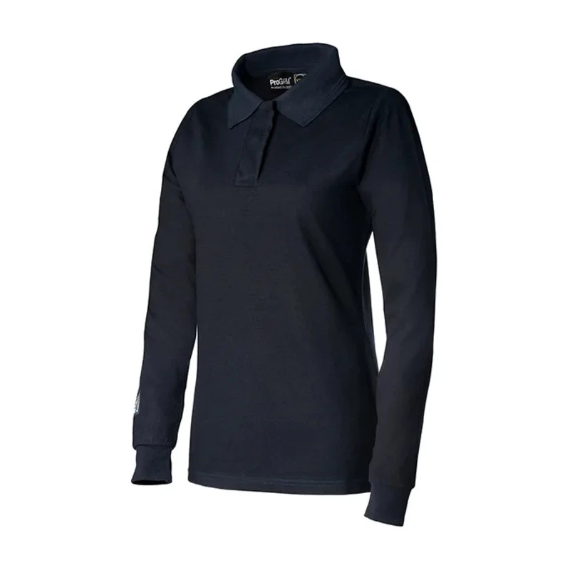 ProGARM Premium Long-Sleeved Navy Yarn Polo Shirt Women Size S Pull Over Closure EN ISO 11612:2015 5202-NAV-08