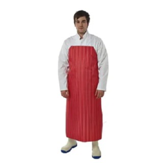 NEUTRAL Red White Reusable Dyed Woven Nylon & Polyester Oxford Apron, Non-Breathable Polyurethane Coated with Water A0032