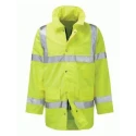Orbit International Unisex Hi Vis Yellow 3/4 Length Jacket, Press Stud Storm Flap, Zipper Fastening H0172/O