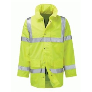 Orbit International Unisex Hi Vis Yellow 3/4 Length Jacket, Press Stud Storm Flap, Zipper Fastening H0172/O