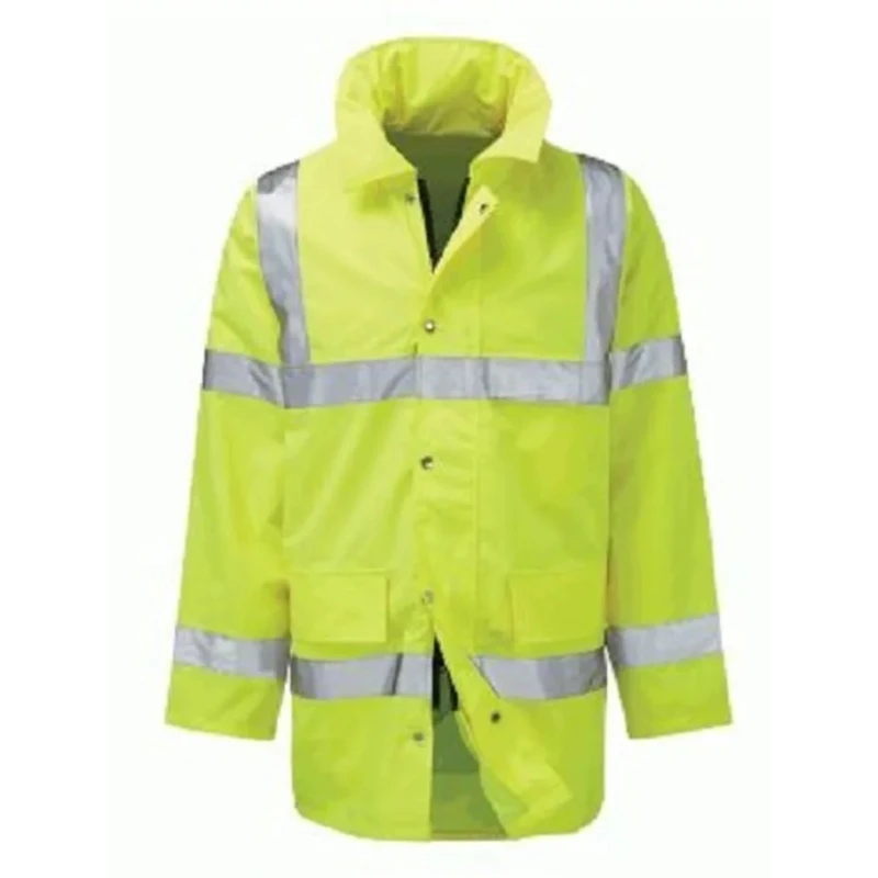 Orbit International Unisex Hi Vis Yellow 3/4 Length Jacket, Press Stud Storm Flap, Zipper Fastening H0172/O