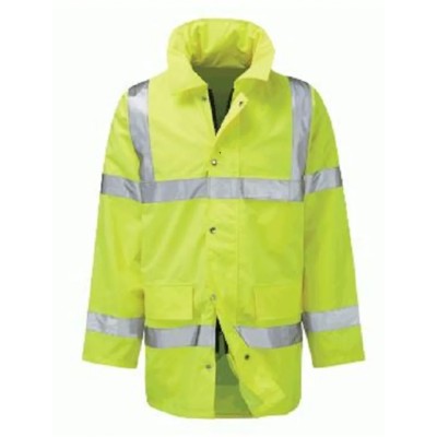 Orbit International Geraint Yellow Unisex Hi Vis Jacket Size L with Zipper Fastening Press Stud Storm Flap H0173/O