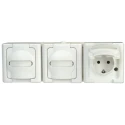 Kopp White 16A 3 Gang Surface Mount Plug Socket Indoor & Outdoor Type F 1313.0200.6