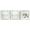 Kopp White 16A 3 Gang Surface Mount Plug Socket Indoor & Outdoor Type F 1313.0200.6