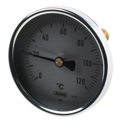 Jumo Bimetallic Dial Thermometer 120 °C Galvanised Steel Case 80mm 608001/0180-818-913-12-104-46-46-50/000