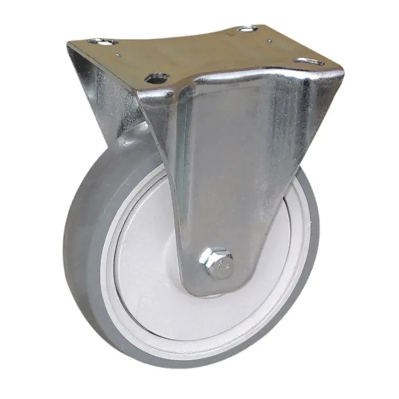 Guitel Hervieu Fixed Castor Pressed Steel Frame Bright Zinc Plated Thermoplastic Rubber Wheel 100 mm Diameter 150 kg 373342