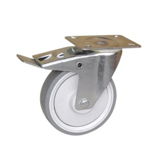 Guitel Hervieu Braked Swivel Castor 150 kg Load Capacity 100 mm Wheel Diameter Thermoplastic Rubber 374342