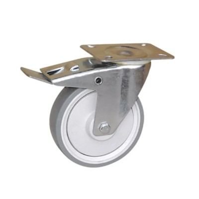 Guitel Hervieu Braked Swivel Castor 175 kg Load Capacity 125 mm Wheel Diameter Thermoplastic Rubber 374352