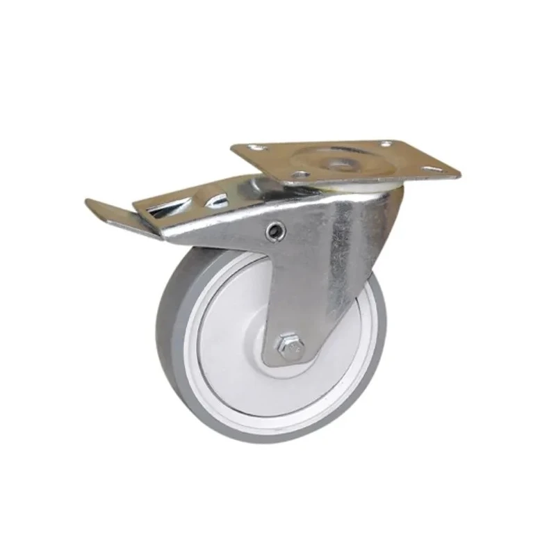 Guitel Hervieu Braked Swivel Castor 175 kg Load Capacity 125 mm Wheel Diameter Thermoplastic Rubber 374352