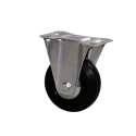 Guitel Hervieu Fixed Castor, 80 kg Load Capacity, 80 mm Rubber Wheel, Pressed Steel Frame, Bright Zinc Plated Finish 5085082