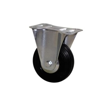 Guitel Hervieu Fixed Castor, 80 kg Load Capacity, 80 mm Rubber Wheel, Pressed Steel Frame, Bright Zinc Plated Finish 5085082