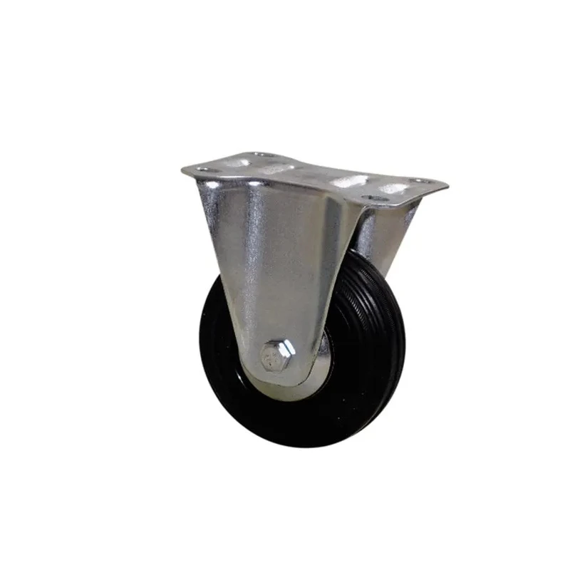 Guitel Hervieu Fixed Castor, 80 kg Load Capacity, 80 mm Rubber Wheel, Pressed Steel Frame, Bright Zinc Plated Finish 5085082